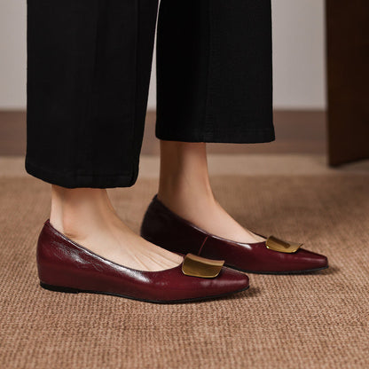 Nero Crinkle Brushed-Gold Vamp Flat