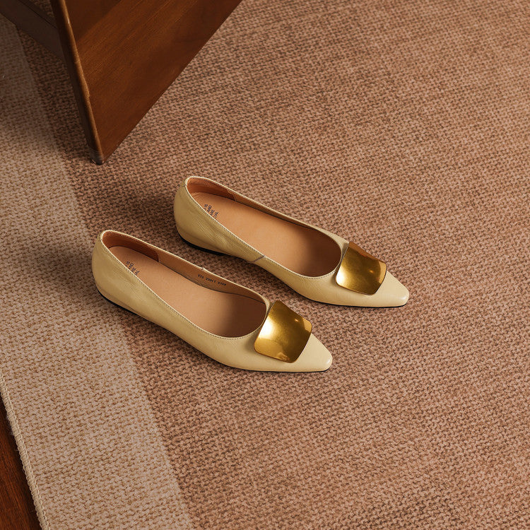 Nero Crinkle Brushed-Gold Vamp Flat