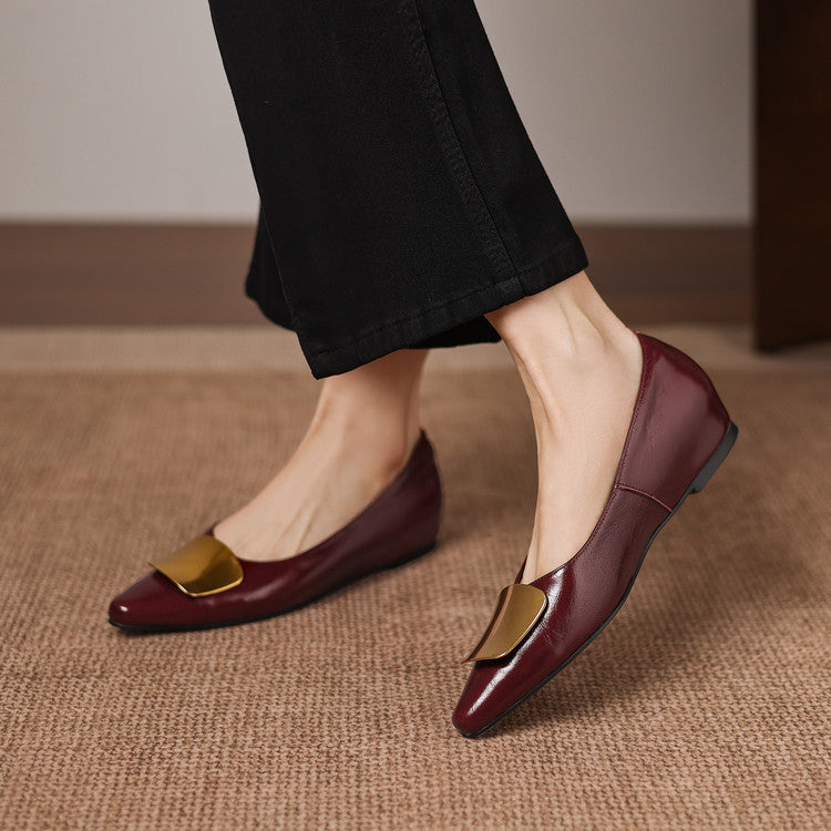 Nero Crinkle Brushed-Gold Vamp Flat