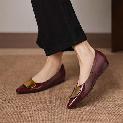 Nero Crinkle Brushed-Gold Vamp Flat