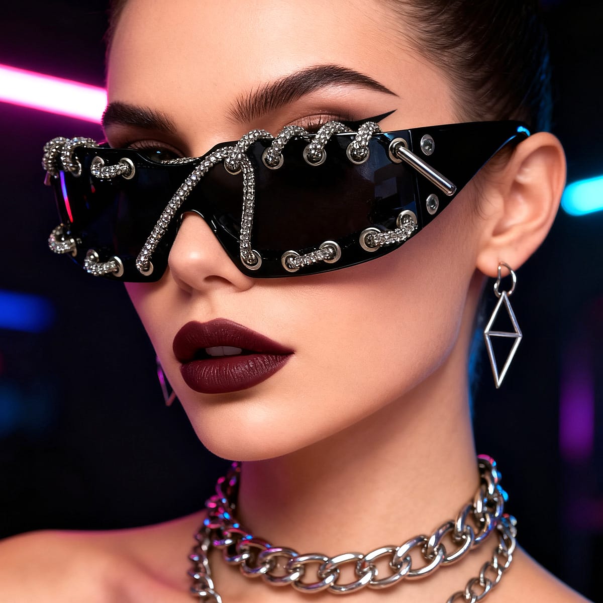 Medusa Crystal-Lace Shield Visor