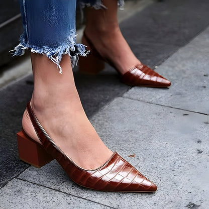 Obsidian Scale Slingback Heels