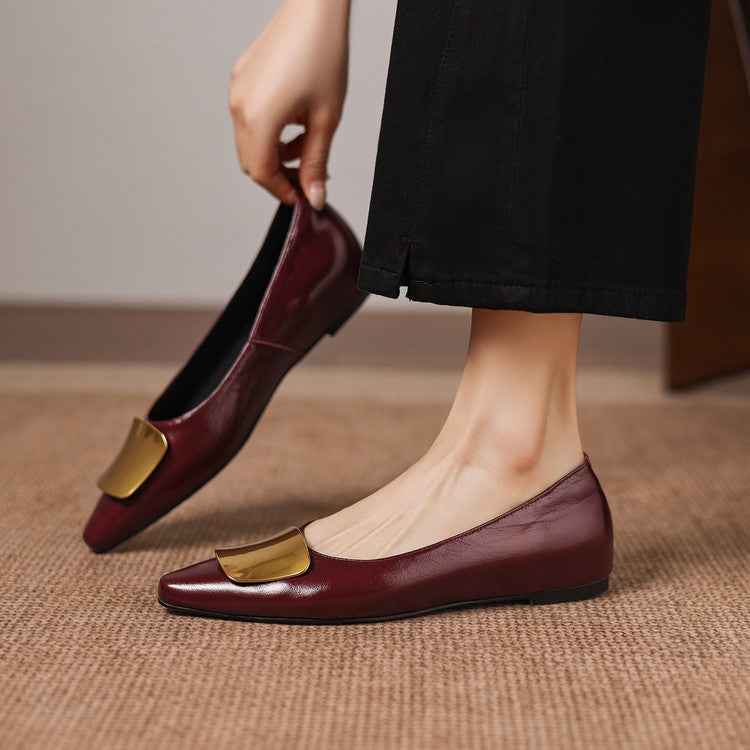 Nero Crinkle Brushed-Gold Vamp Flat