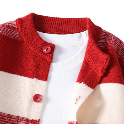 Horizontal Stripe Wool Cardigan