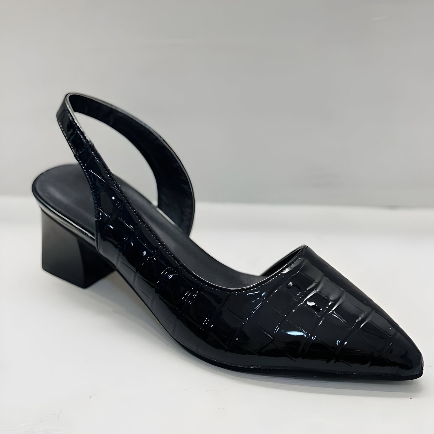 Obsidian Scale Slingback Heels