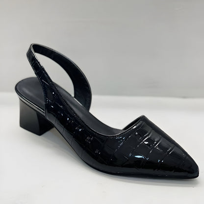 Obsidian Scale Slingback Heels