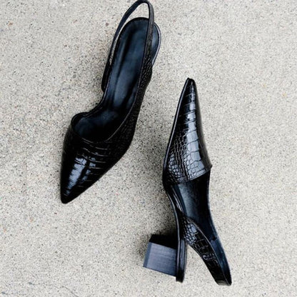 Obsidian Scale Slingback Heels