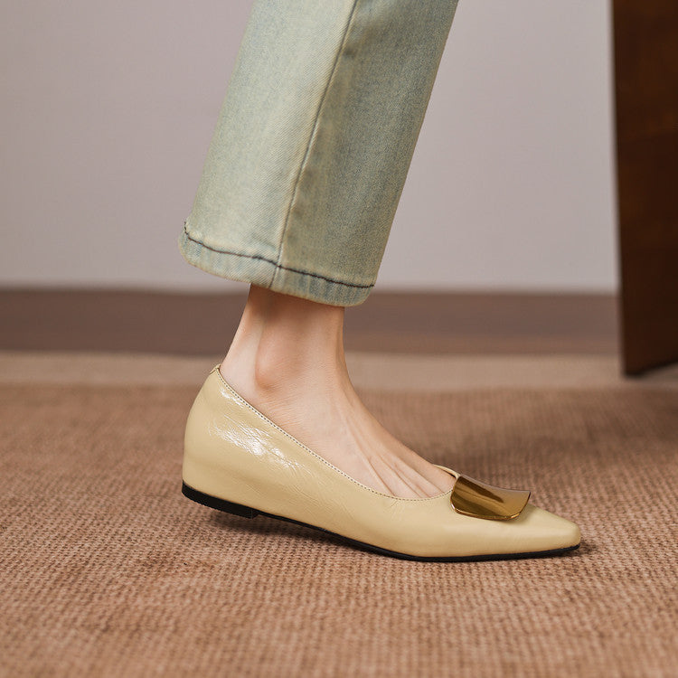 Nero Crinkle Brushed-Gold Vamp Flat