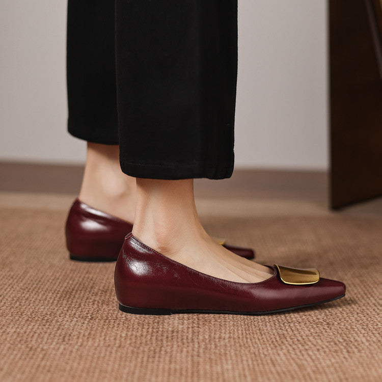 Nero Crinkle Brushed-Gold Vamp Flat