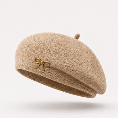 Margaux Bow-Pin Wool Beret