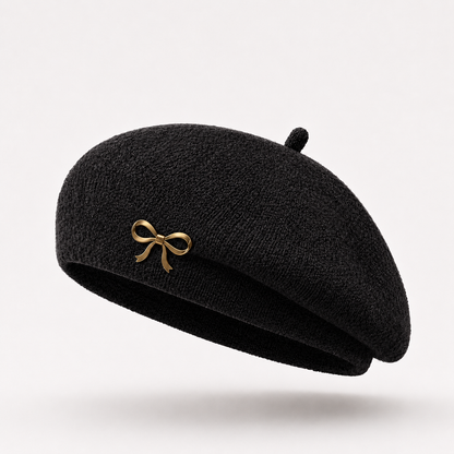 Margaux Bow-Pin Wool Beret