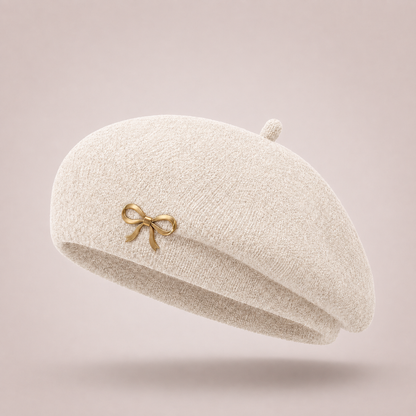 Margaux Bow-Pin Wool Beret