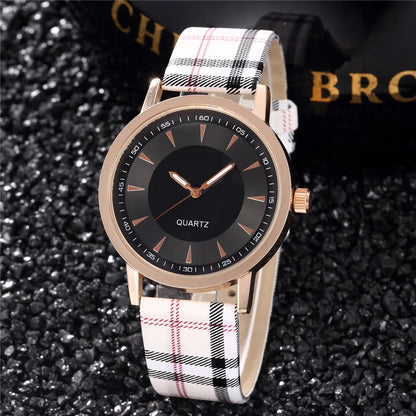 Refined Check Pattern Dress Watch