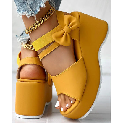 Scarlet Bow-Tie Platform Wedge