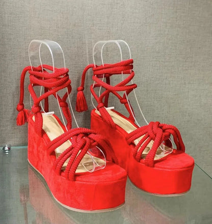 Corsica Rope-Tie Wedge Sandals
