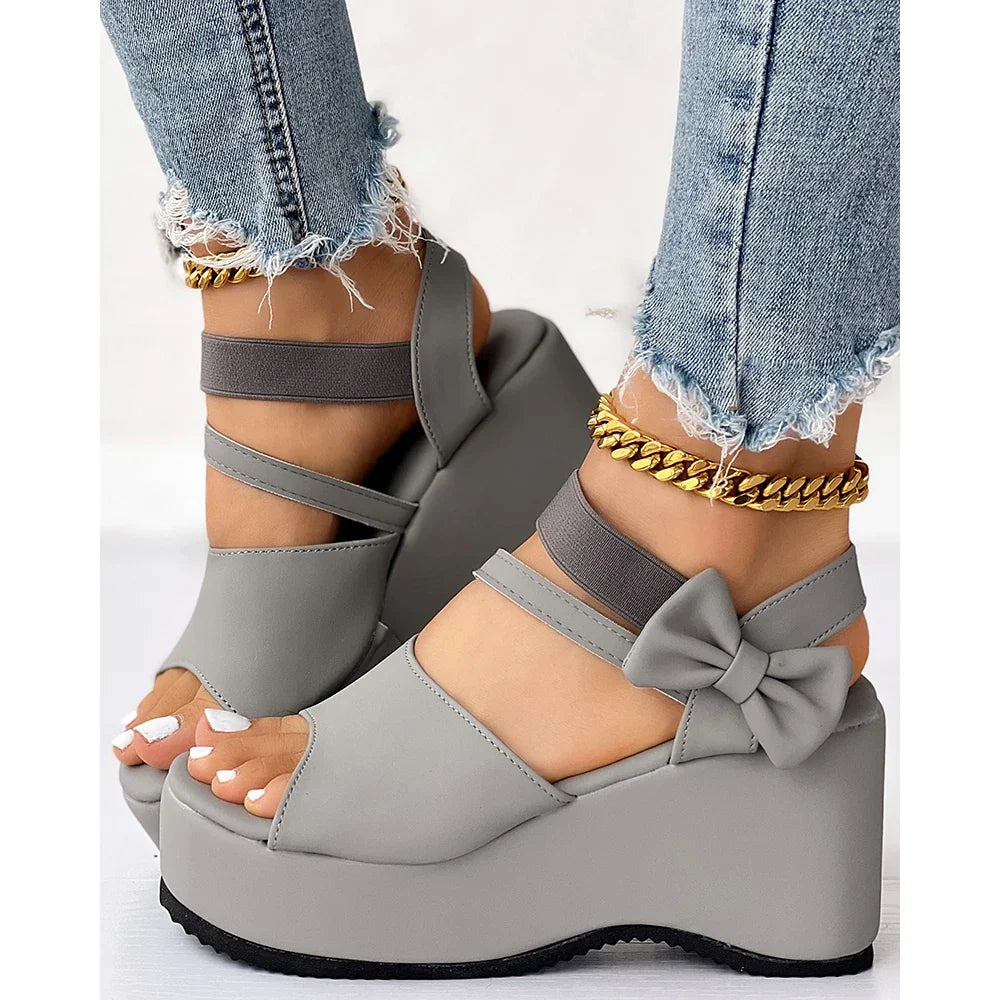 Scarlet Bow-Tie Platform Wedge