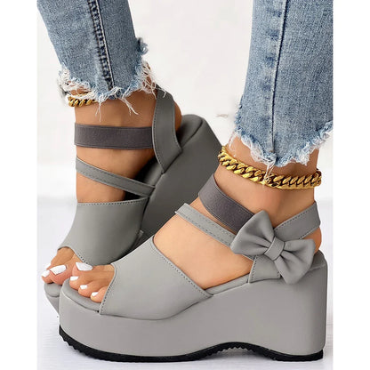 Scarlet Bow-Tie Platform Wedge