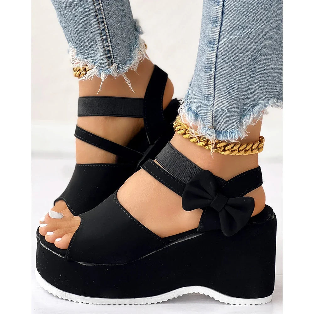 Scarlet Bow-Tie Platform Wedge