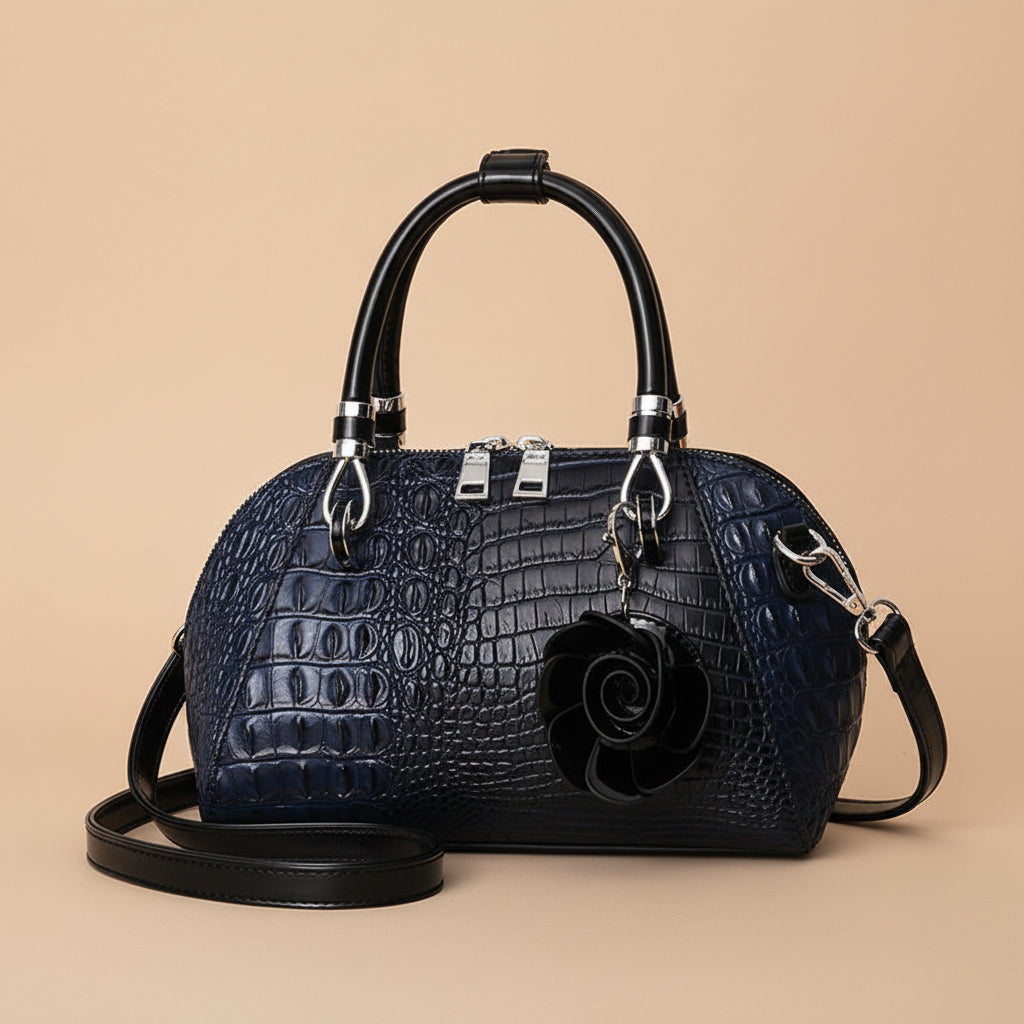 Crocodile Embossed Dome Satchel