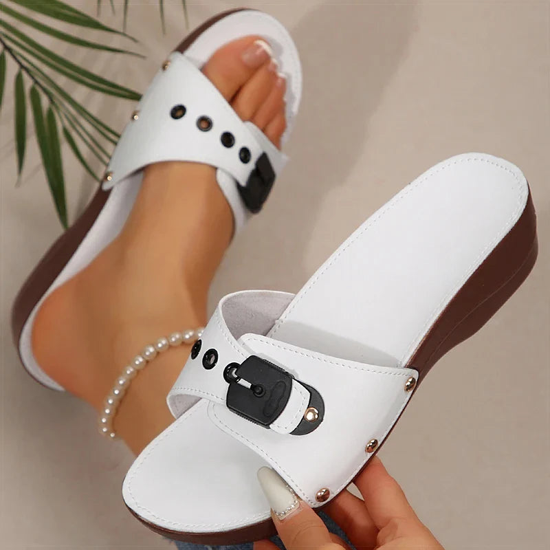 Burnished Leather Buckle Slides