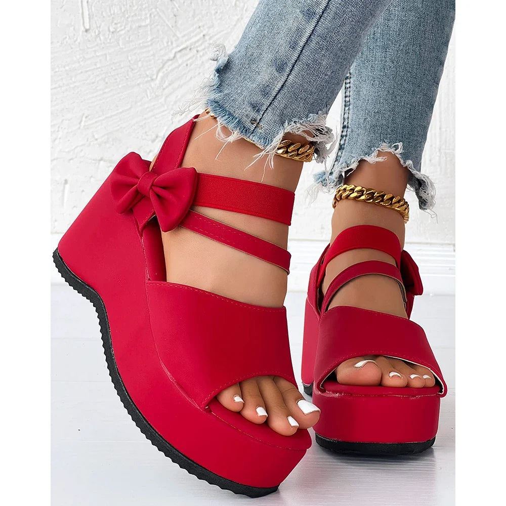 Scarlet Bow-Tie Platform Wedge