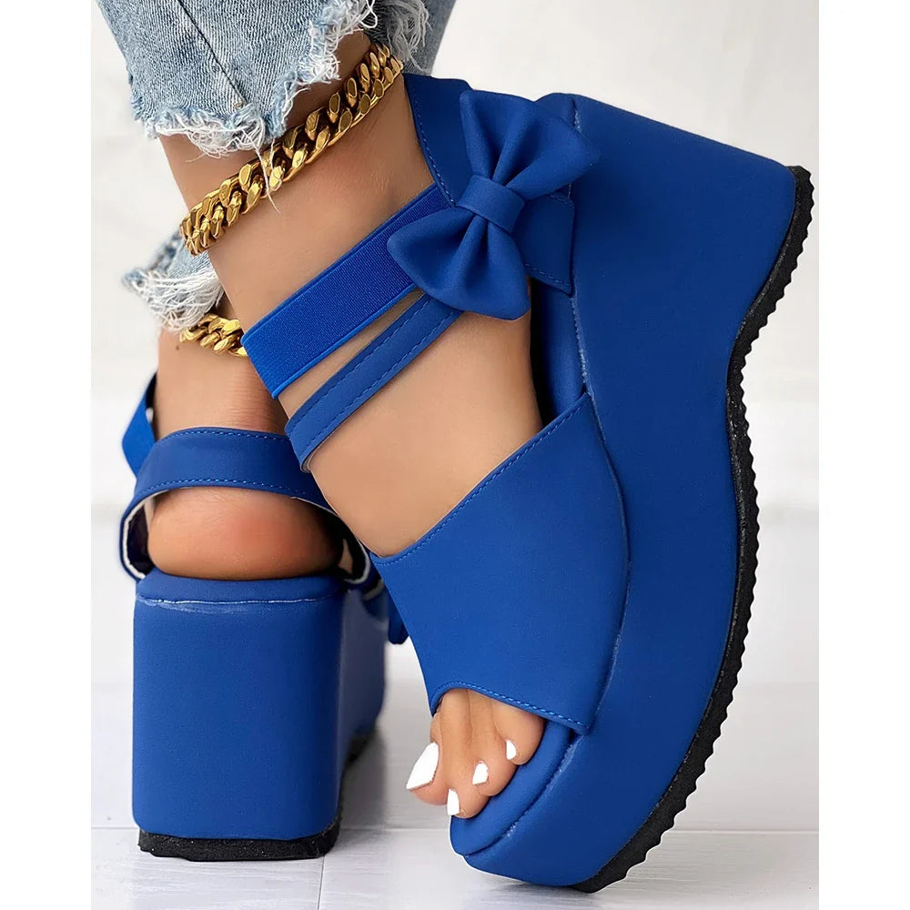 Scarlet Bow-Tie Platform Wedge