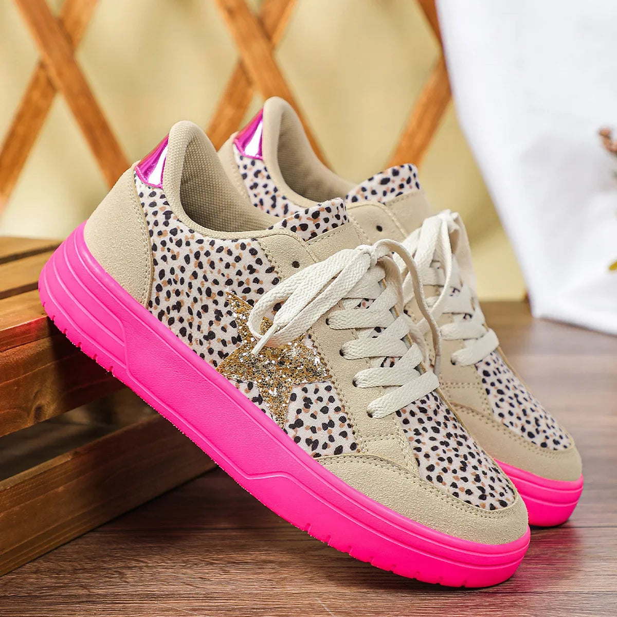 Maison Leopard Gold-Star Low-Top
