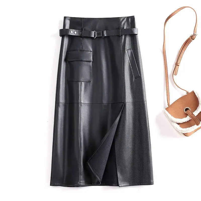 Sienna Buckled Leather Skirt