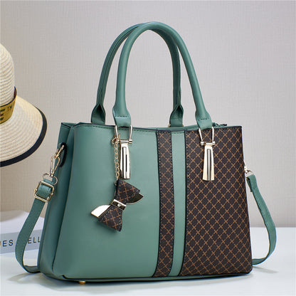 Dual-Texture Bow-Accent Handbag