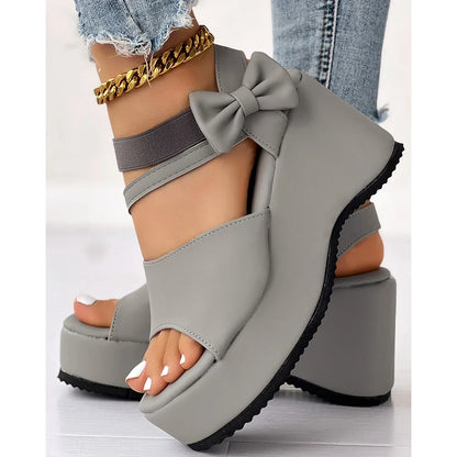 Scarlet Bow-Tie Platform Wedge