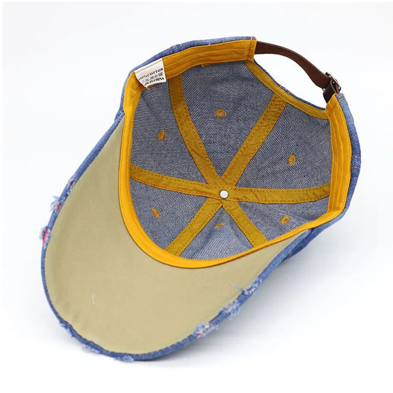 Gilded Blossom Crystal-Set Denim Cap