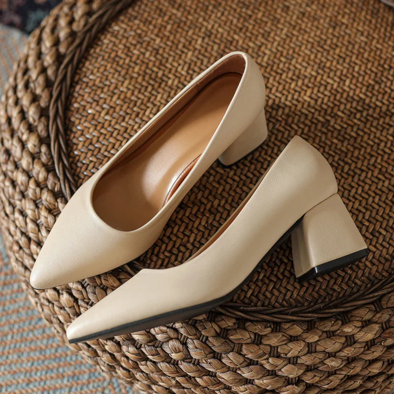 The Signature Square-Heel Pump in Premium Calfskin