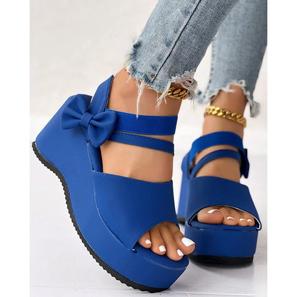 Scarlet Bow-Tie Platform Wedge
