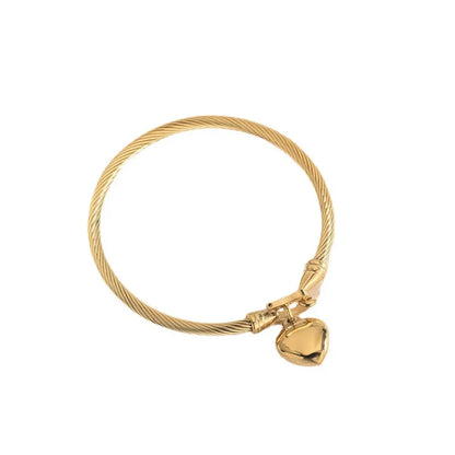 Twisted Cable Bangle with Heart Charm
