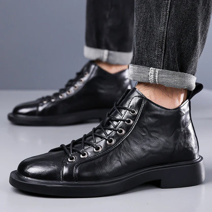 Umber Distressed Heritage Lace-Up Boots