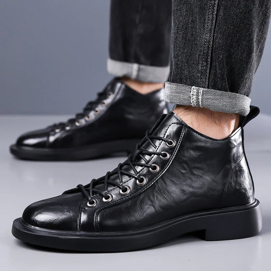Umber Distressed Heritage Lace-Up Boots