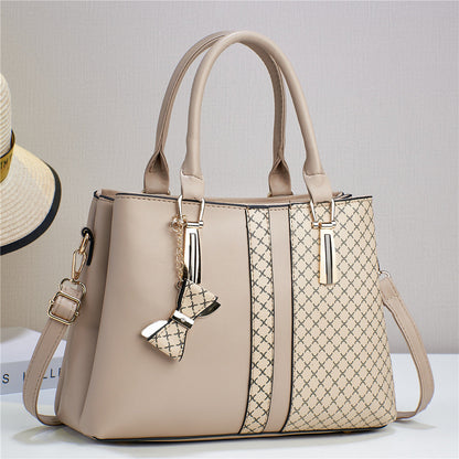 Dual-Texture Bow-Accent Handbag