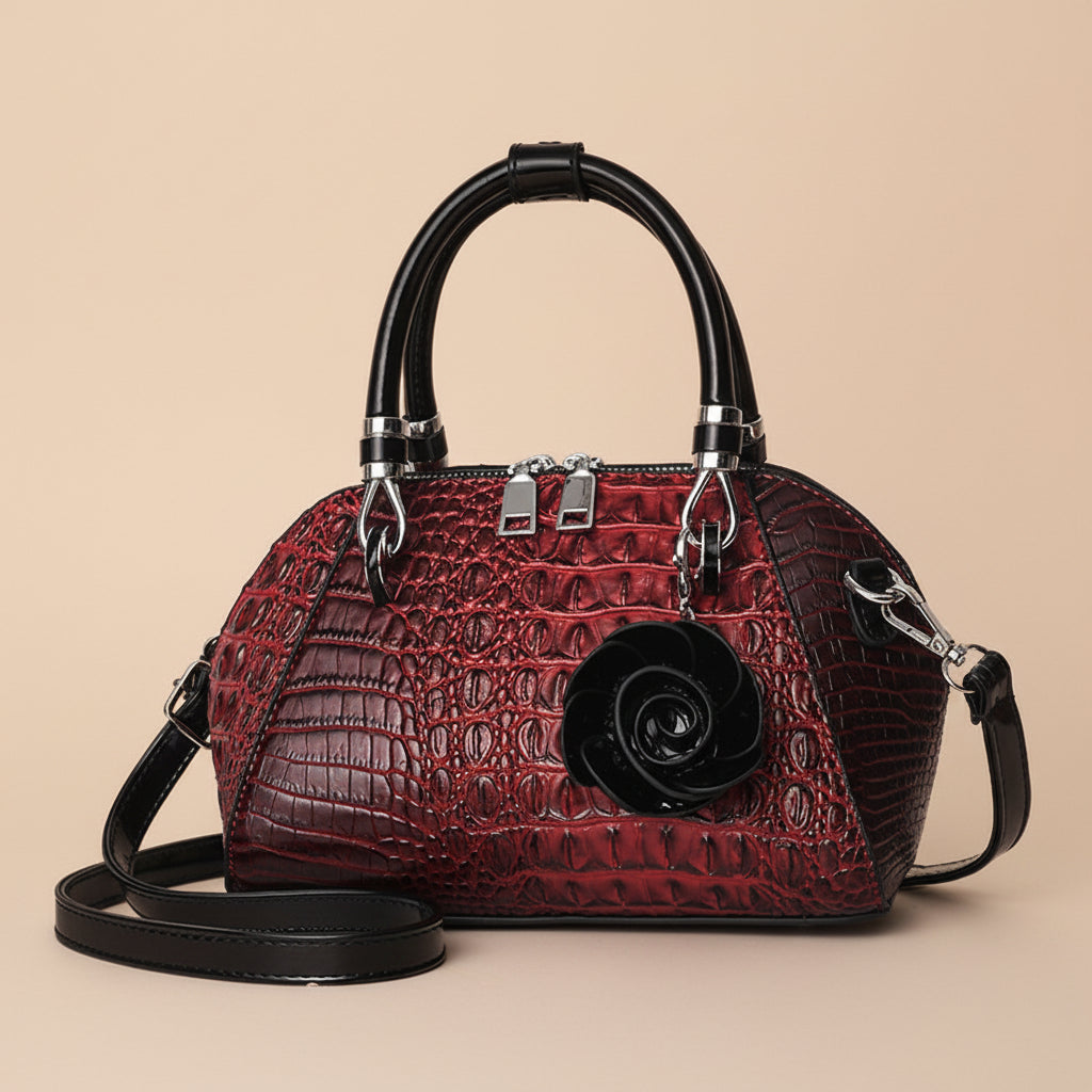 Crocodile Embossed Dome Satchel