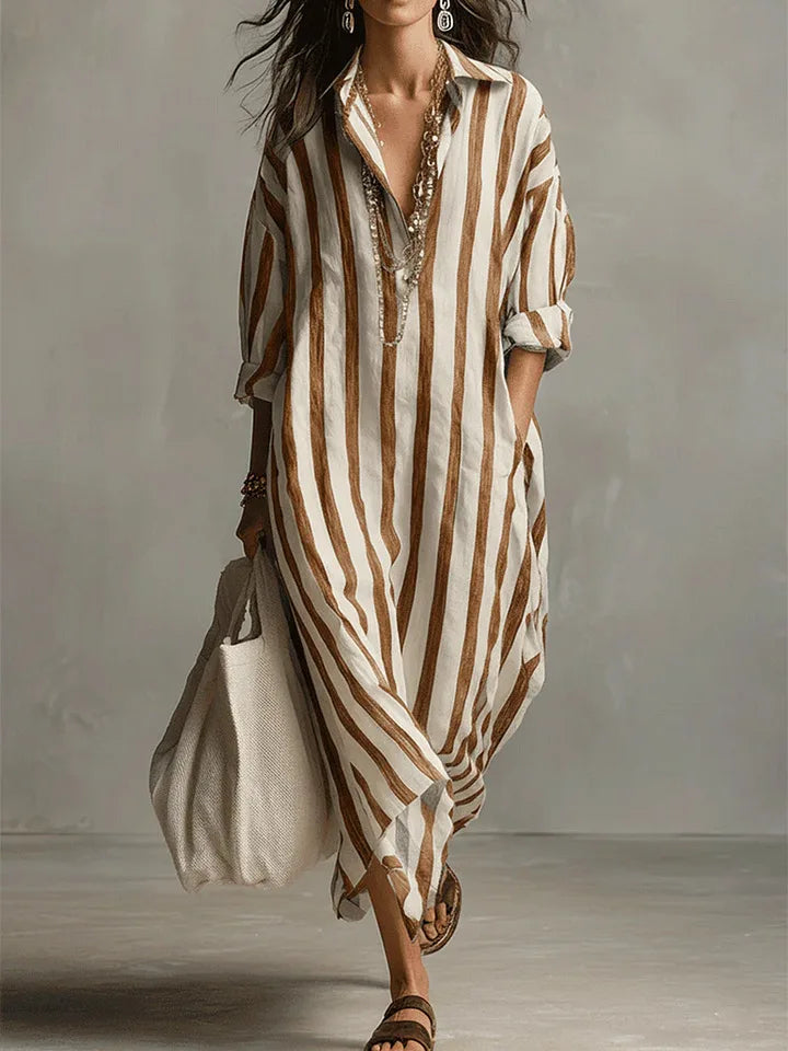 Aegean Drift Oversized Stripe Maxi