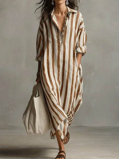 Aegean Drift Oversized Stripe Maxi