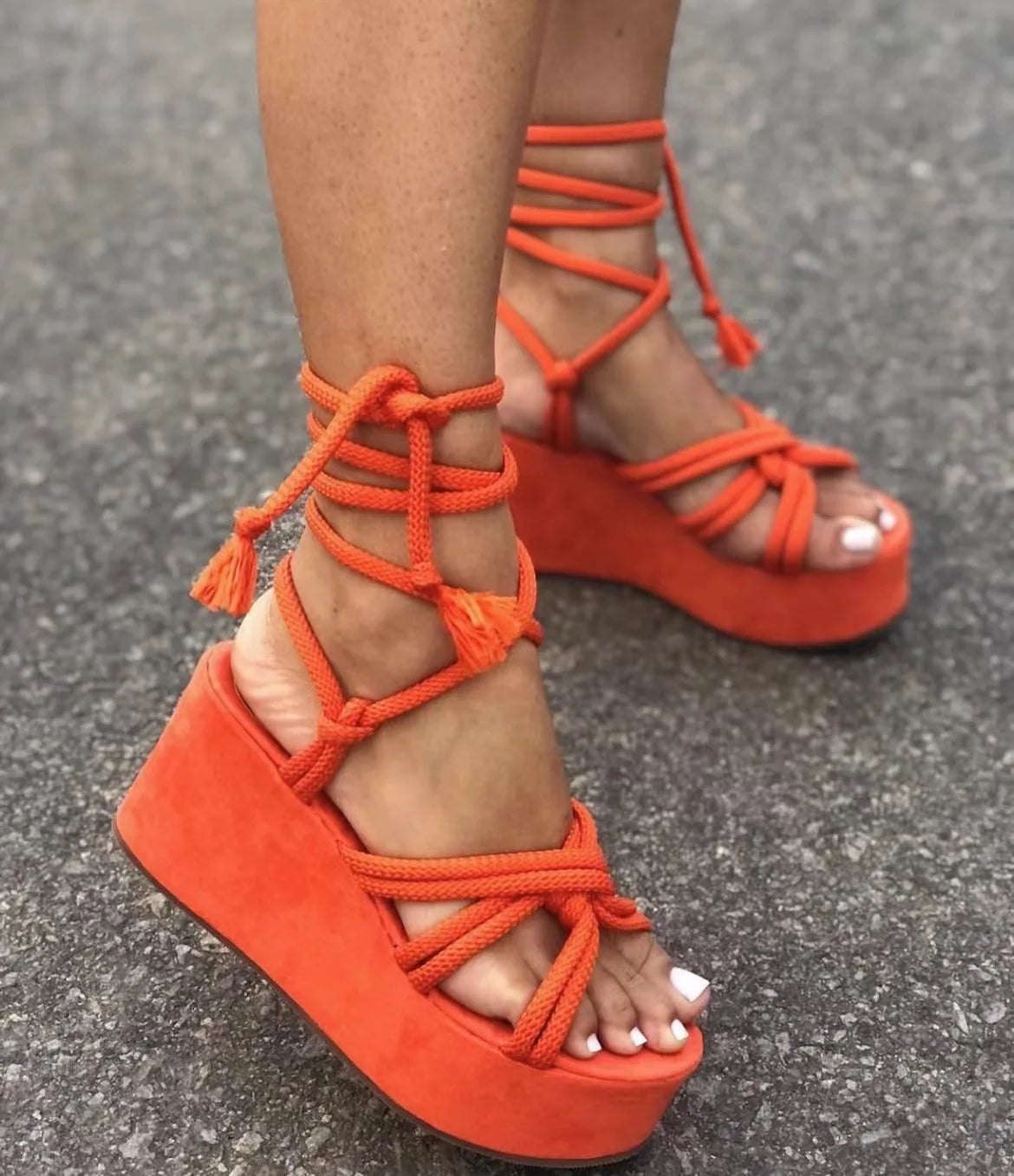 Corsica Rope-Tie Wedge Sandals