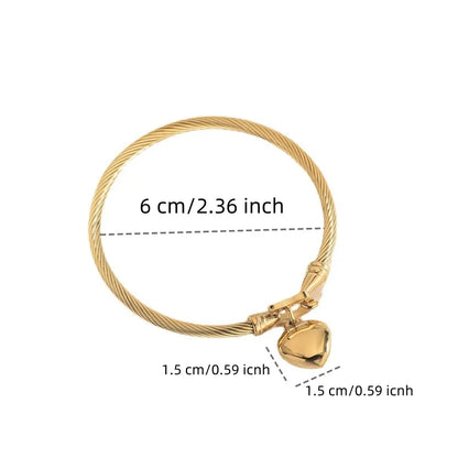 Twisted Cable Bangle with Heart Charm