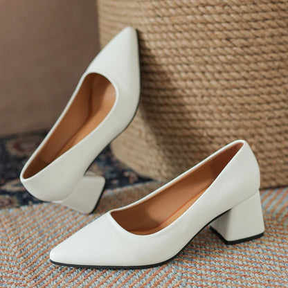 The Signature Square-Heel Pump in Premium Calfskin