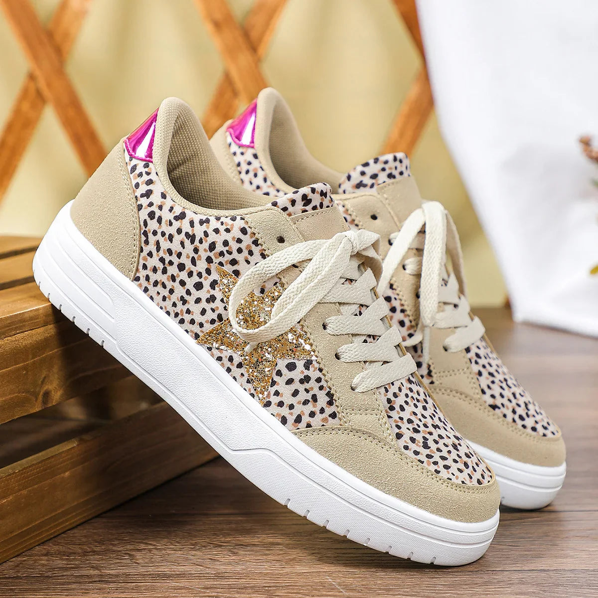 Maison Leopard Gold-Star Low-Top