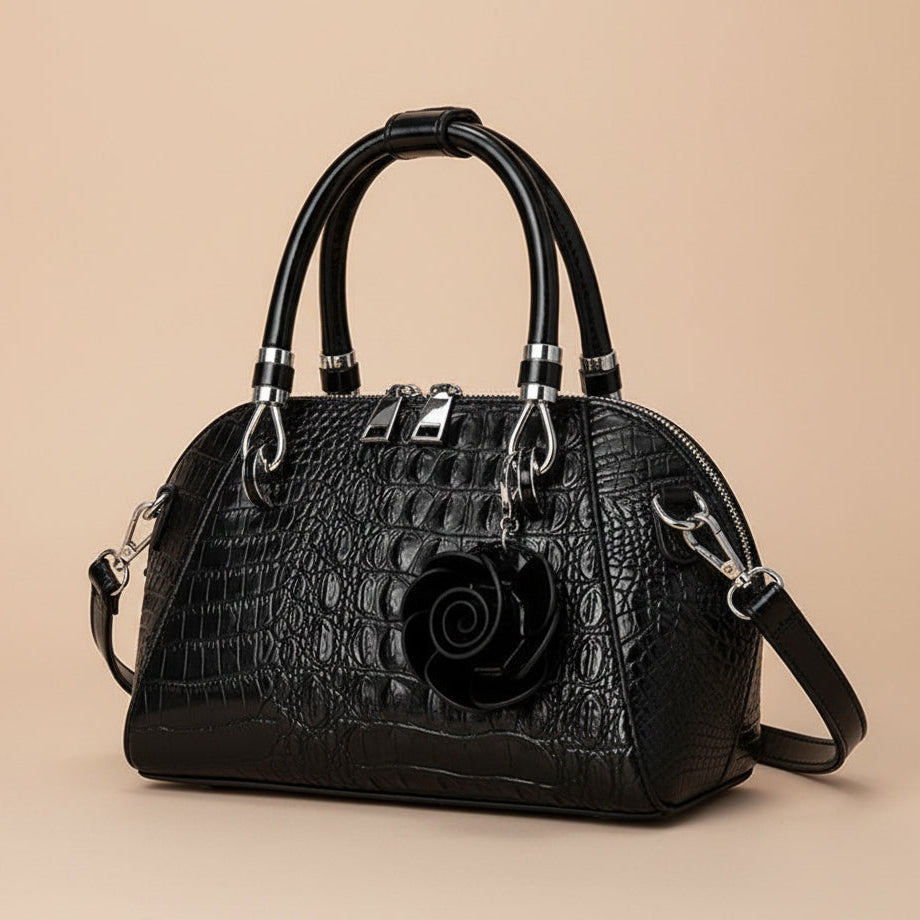 Crocodile Embossed Dome Satchel