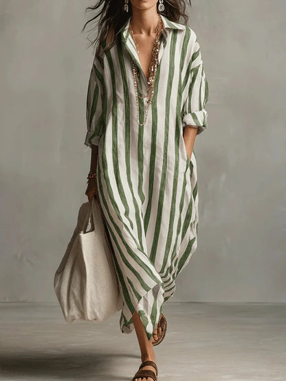 Aegean Drift Oversized Stripe Maxi