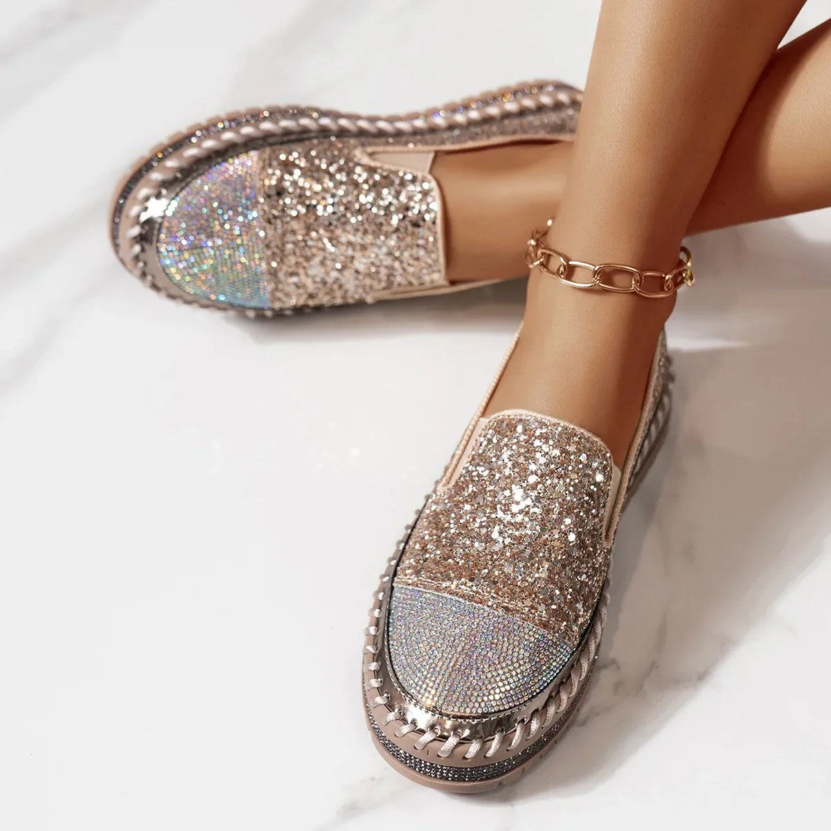 Ruby Sequin Crystal-Sole Statement Sneaker