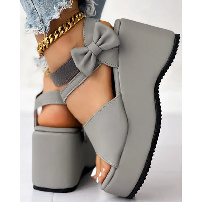Scarlet Bow-Tie Platform Wedge
