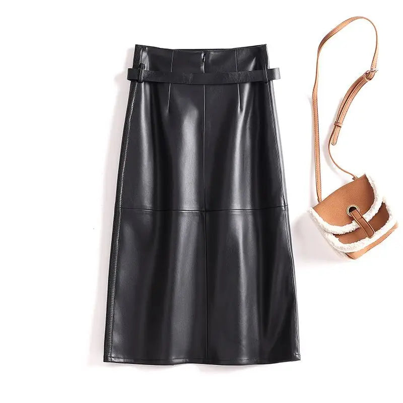 Sienna Buckled Leather Skirt