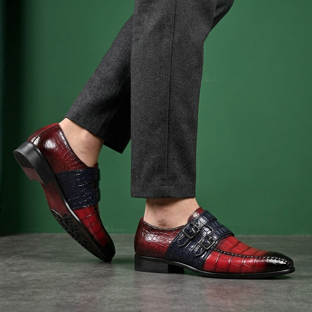 Valmoretti Double-Monk Croc Loafers